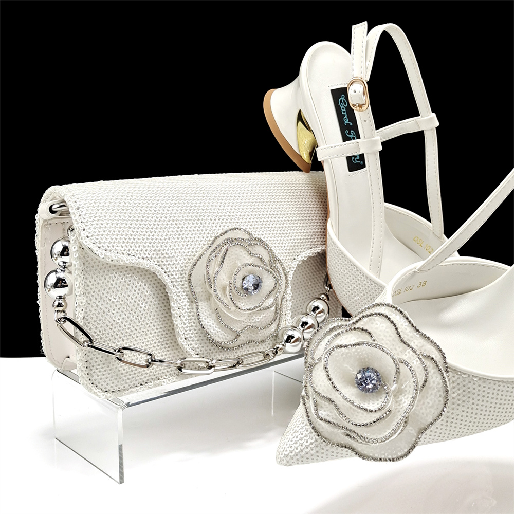 Luxury Bags White - White Women Shoes And Bag Set