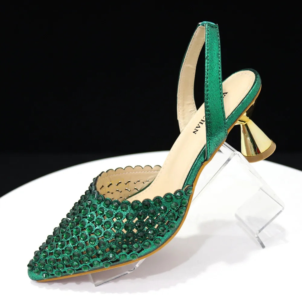 Luxury Green Rhinestone Shoes  - Luxury Bags And Shoes recension och pris