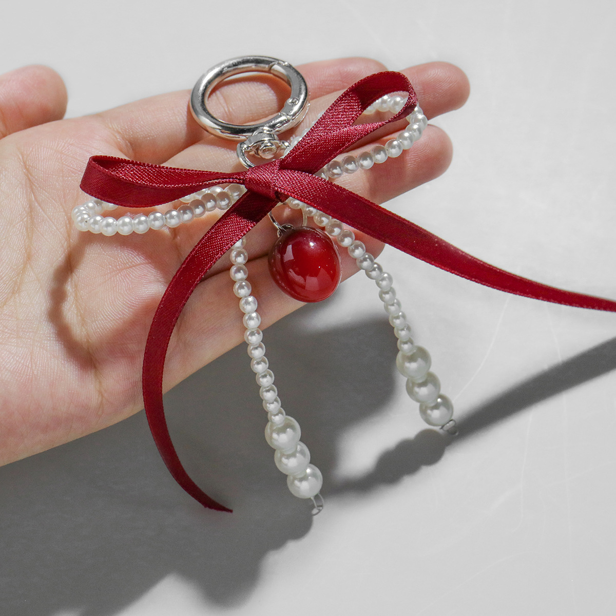 Wine Red Ribbon Cherry Pendant - Luxury Bags White recension och pris
