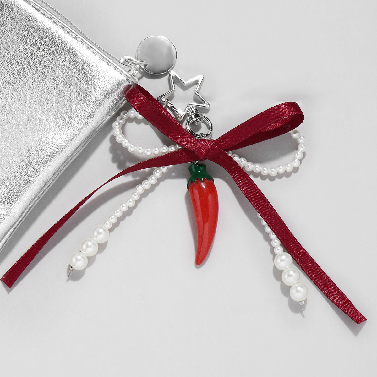 Wine Red Ribbon Cherry Pendant - Luxury Bags White recension och pris