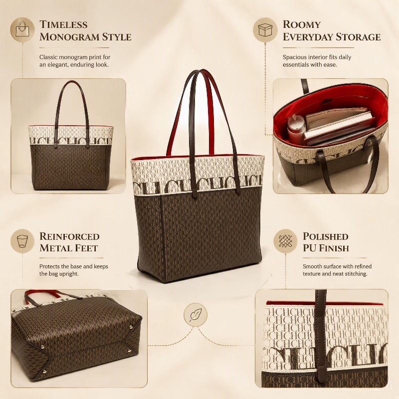 CHHC Women Spliced Monogram Pr - Tote Bag Leather Monogram recension och pris