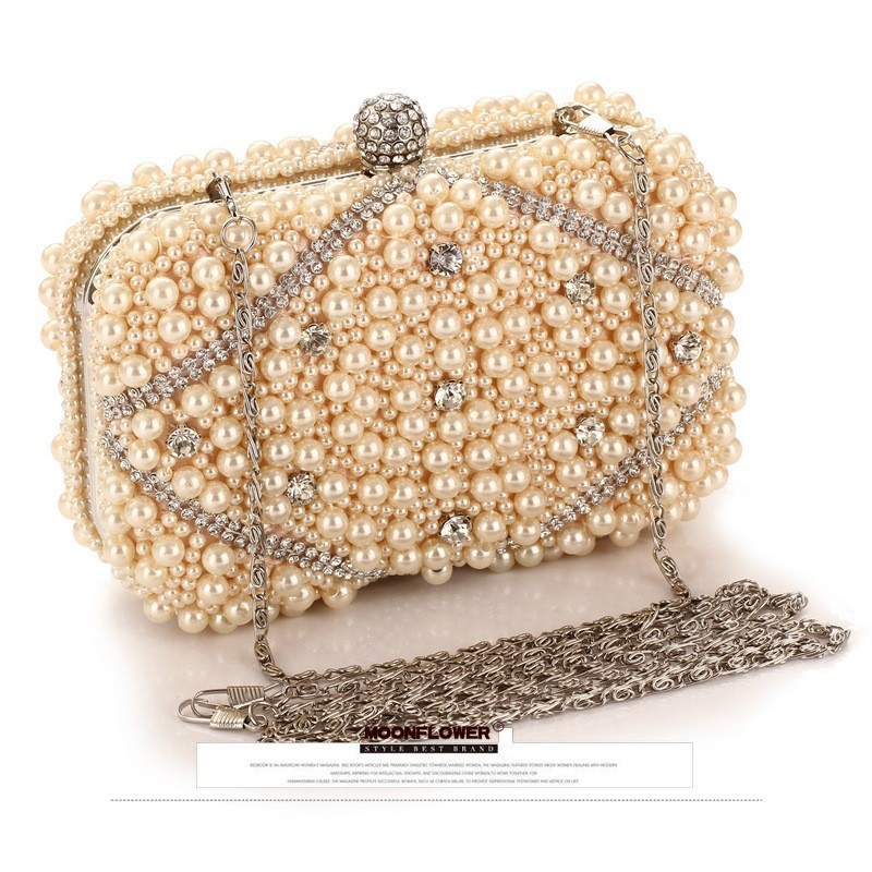 Luxury Crystals Beaded Pearl E - Luxury Bags White recension och pris