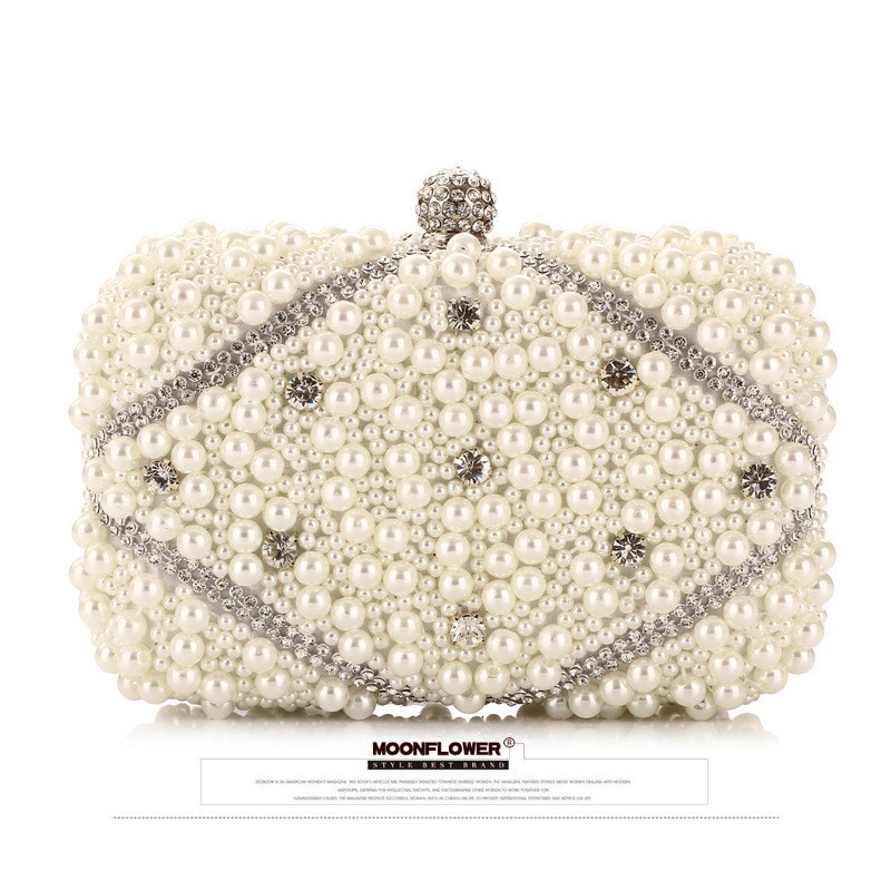 Luxury Crystals Beaded Pearl E - Luxury Bags White recension och pris