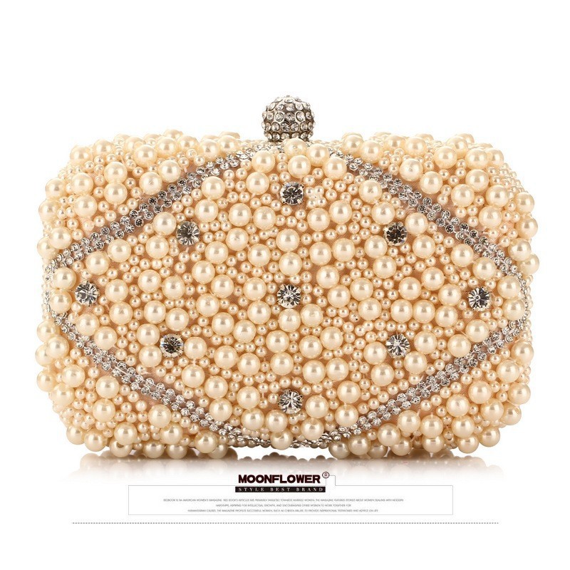 Luxury Crystals Beaded Pearl E - Luxury Bags White recension och pris