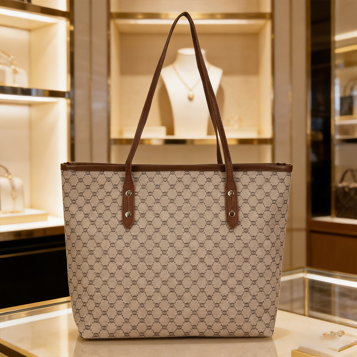 Luxury Vintage Women Tote Bag  - Tote Bag Leather Monogram recension och pris