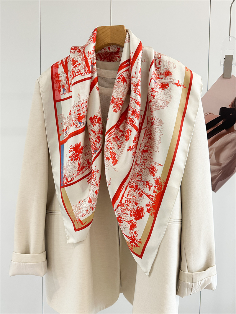 Red Silk Scarf Luxury 90cm Squ - Luxury Bags Hong Kong recension och pris