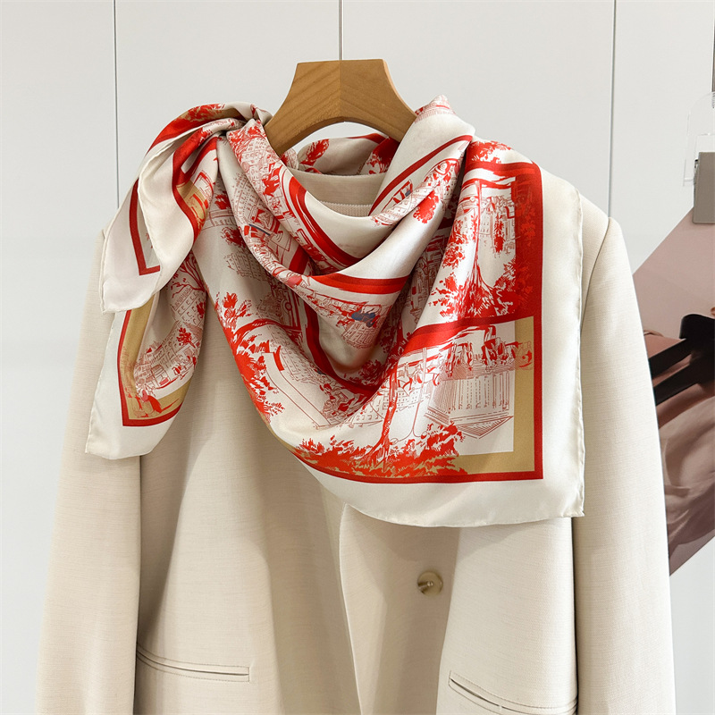 Red Silk Scarf Luxury 90cm Squ - Luxury Bags Hong Kong recension och pris