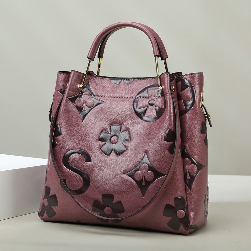 Women's Embossed Monogram Hand - Tote Bag Leather Monogram recension och pris